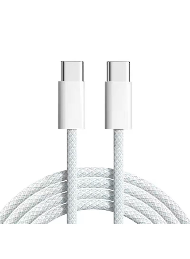 زيد كيبل شاحن تايب سي مقاوم للقطع يدعم الشحن السريع 2 متر من usb-c الى usb-c بسرعة 60w متوافقة مع ايفون 15وايفون 16 وهواوي وسامسونج وجميع اجهزة دات مدخل تايب سي - Image 1